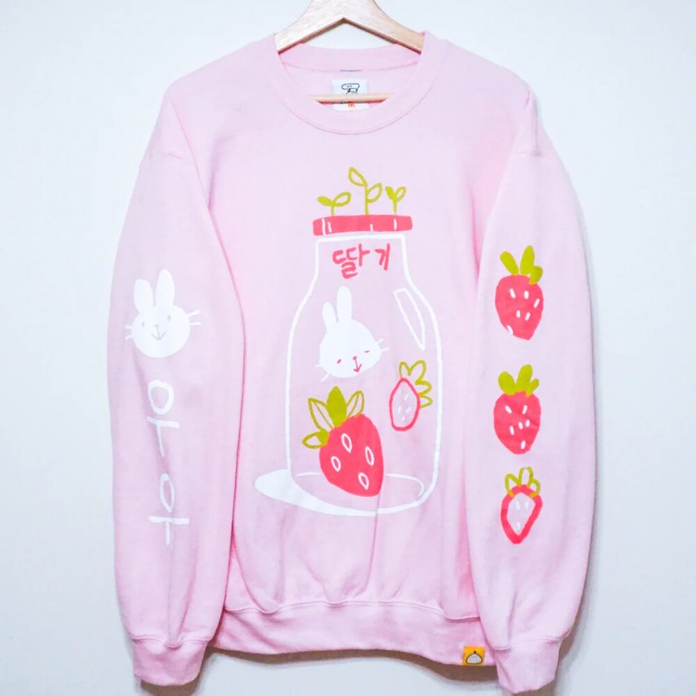 Ohmonah Strawberry Milk Bunny Sweatshirt Sweater